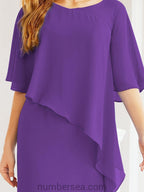 Vestido de festa formal comprido Numbersea com capa e folhos 28026 