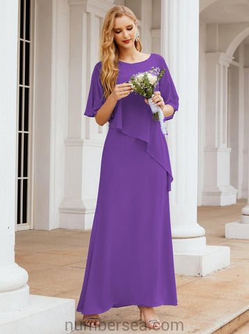 Numbersea Formal Party Gown Dress Long Mother of The Bride Dresses with Ruffle Cape 28026