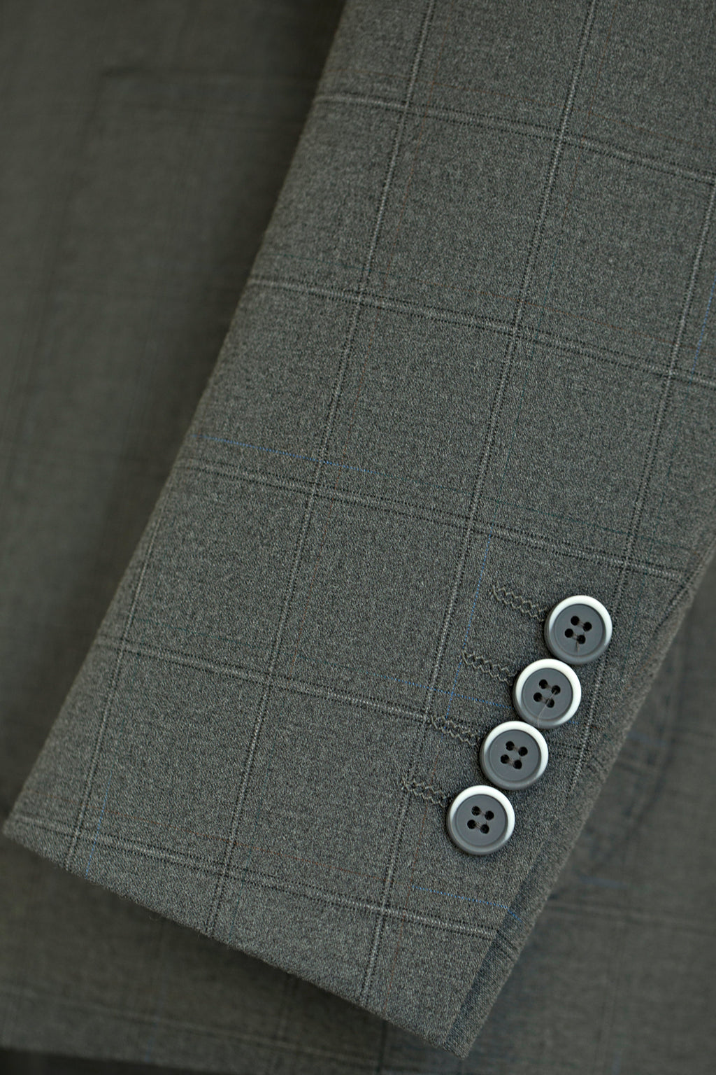 Charcoal Grey Windowpane Check Wool 3-Piece Wedding Suit | Tailored Groom & Groomsmen Attire