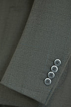Charcoal Grey Windowpane Check Wool 3-Piece Wedding Suit | Tailored Groom & Groomsmen Attire