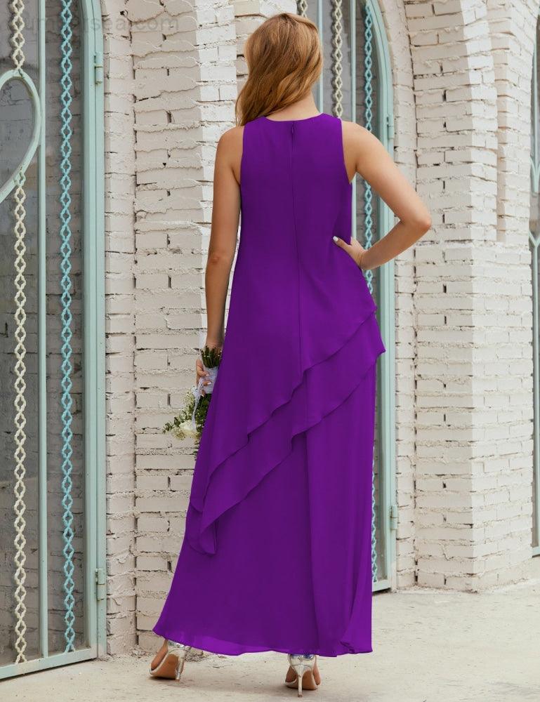 Vestidos longos de chiffon plus size para mãe da noiva, vestido formal de madrinha de casamento, 28019 