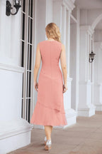 Vestido de festa formal para mãe da noiva, corte A, duas peças, Numbersea 28072 