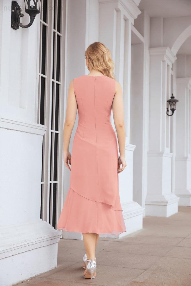 Vestido de festa formal para mãe da noiva, corte A, duas peças, Numbersea 28072 