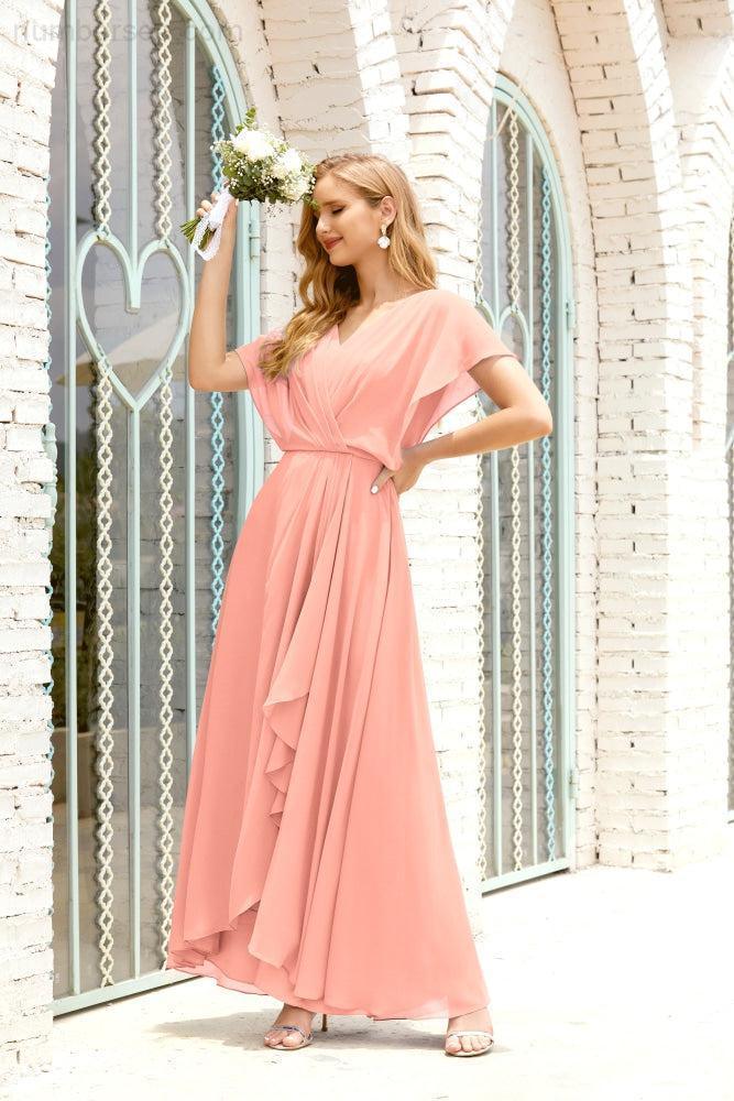 Numbersea  Mother of The Bride Dresses Plus Size V-Neck Floor Length Formal Prom Dress for Wedding Guest 28020
