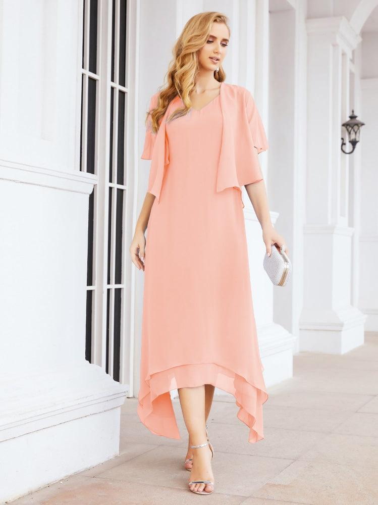 Vestido de festa formal para mãe da noiva, corte A, duas peças, Numbersea 28073 