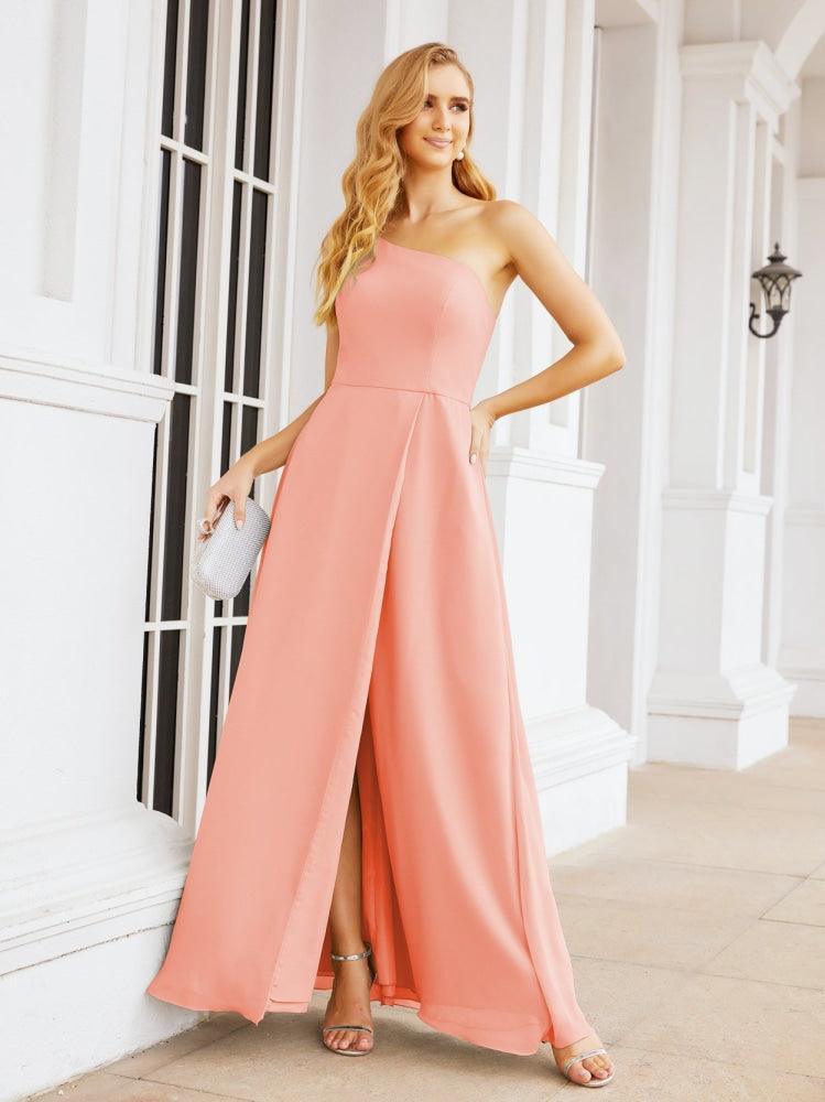 Vestidos de baile de cerimónia Numbersea para mulher com um ombro só e fenda lateral para madrinhas e madrinhas 28052 