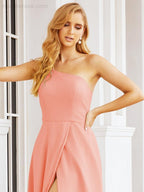Vestidos de baile de cerimónia Numbersea para mulher com um ombro só e fenda lateral para madrinhas e madrinhas 28052 