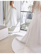 Engagement Sweetheart Strapless Court Train Satin Bridal Gowns With Split Front Wedding Dresses