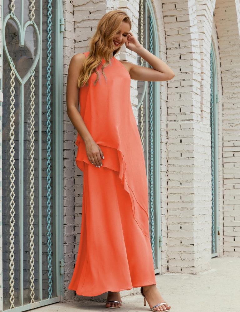 Vestidos longos de chiffon plus size para mãe da noiva, vestido formal de madrinha de casamento, 28019 