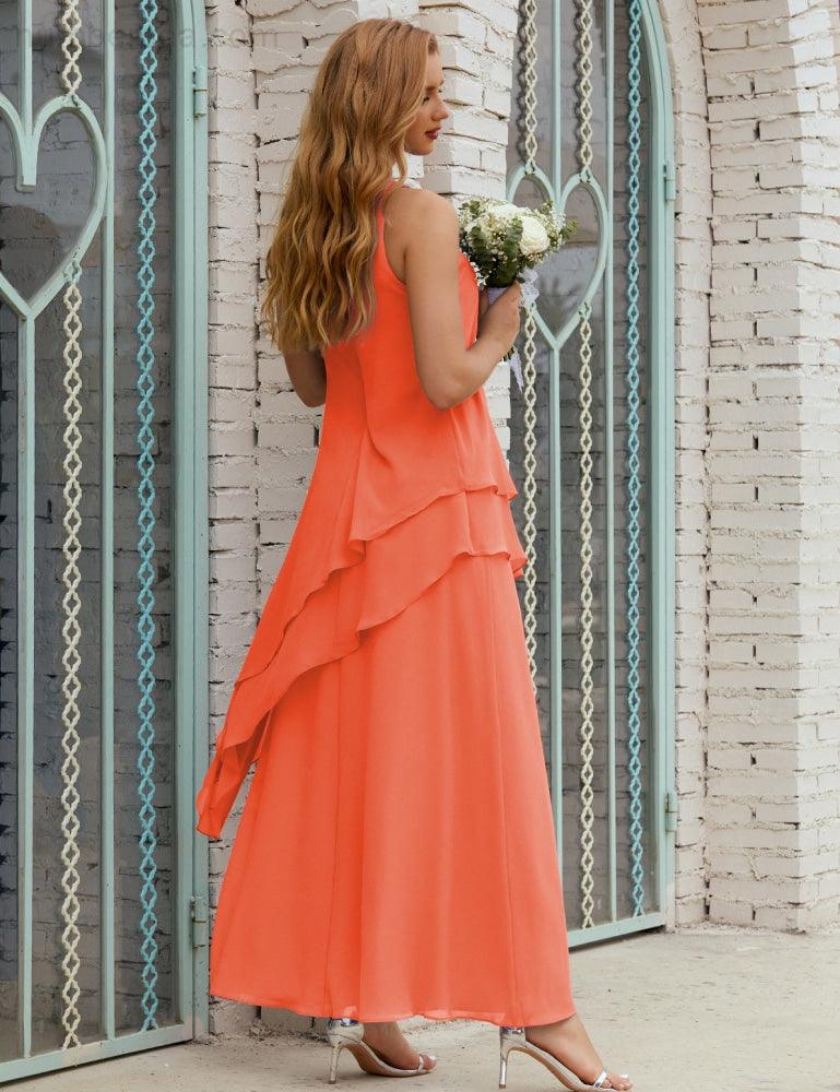 Vestidos longos de chiffon plus size para mãe da noiva, vestido formal de madrinha de casamento, 28019 