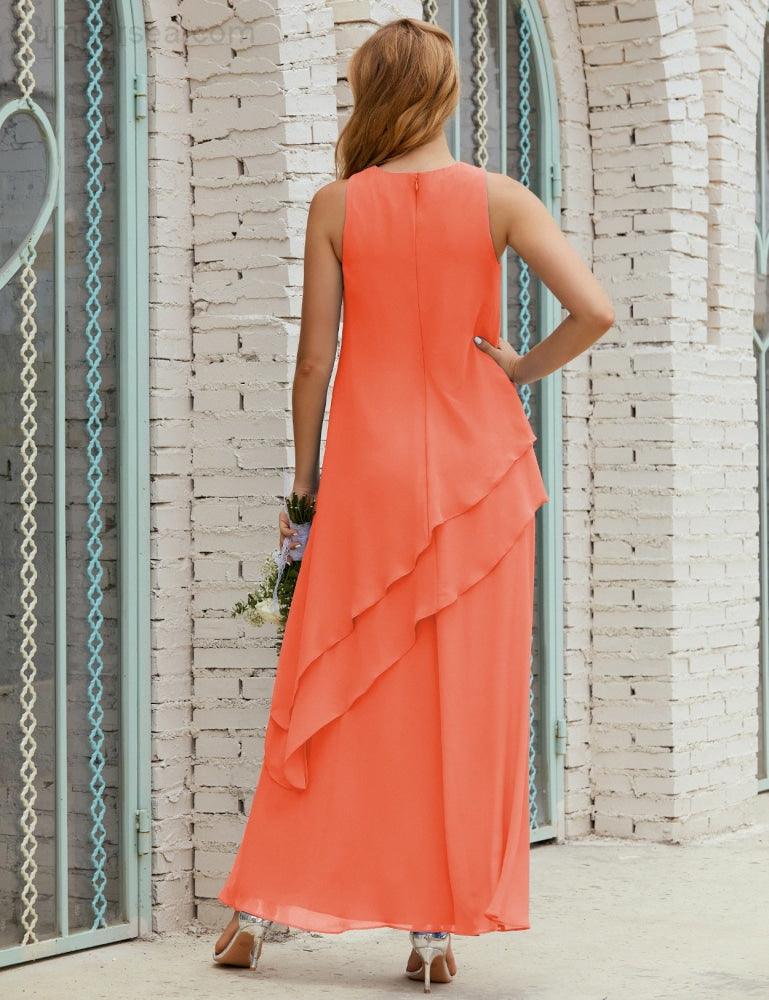 Vestidos longos de chiffon plus size para mãe da noiva, vestido formal de madrinha de casamento, 28019 