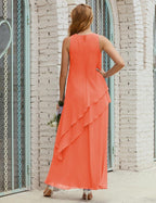 Vestidos longos de chiffon plus size para mãe da noiva, vestido formal de madrinha de casamento, 28019 