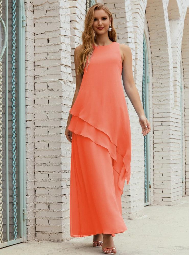 Vestidos longos de chiffon plus size para mãe da noiva, vestido formal de madrinha de casamento, 28019 