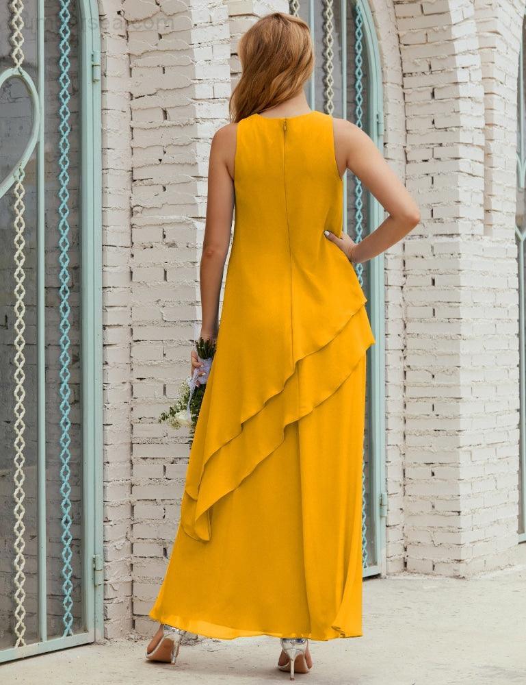 Vestidos longos de chiffon plus size para mãe da noiva, vestido formal de madrinha de casamento, 28019 