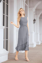 Vestido de festa formal para mãe da noiva, corte A, duas peças, Numbersea 28072 