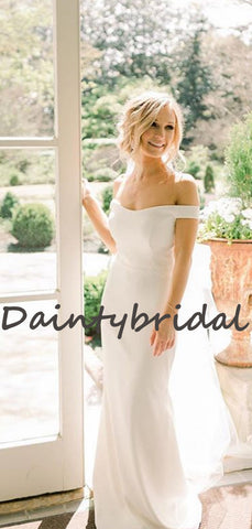 Vestidos de noiva simples e encantadores, estilo sereia, com cauda, ​​DB10733