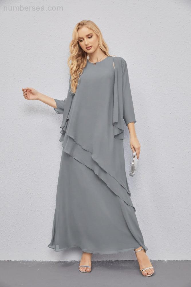 Mother of Bride Dresses with Open Front Lightweight Cardigan Formal Prom Gown  28081