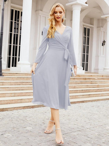 Brautjungfernkleid mit V-Rücken und Taillengürtel für die Mutter der Braut, Hochzeitsgast 28031 