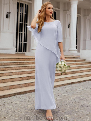 Numbersea Formal Party Gown Dress Long Mother of The Bride Dresses with Ruffle Cape 28026