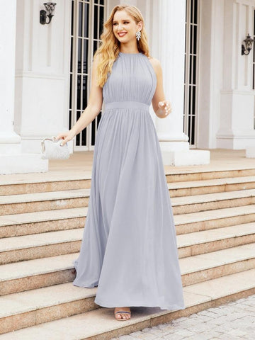 Numbersea Halter Bridesmaid Dress Empire Waist Formal Evening Prom Gown for Mother of The Bride 28030