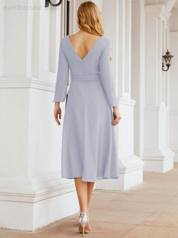 Brautjungfernkleid mit V-Rücken und Taillengürtel für die Mutter der Braut, Hochzeitsgast 28031 