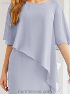 Vestido de festa formal comprido Numbersea com capa e folhos 28026 