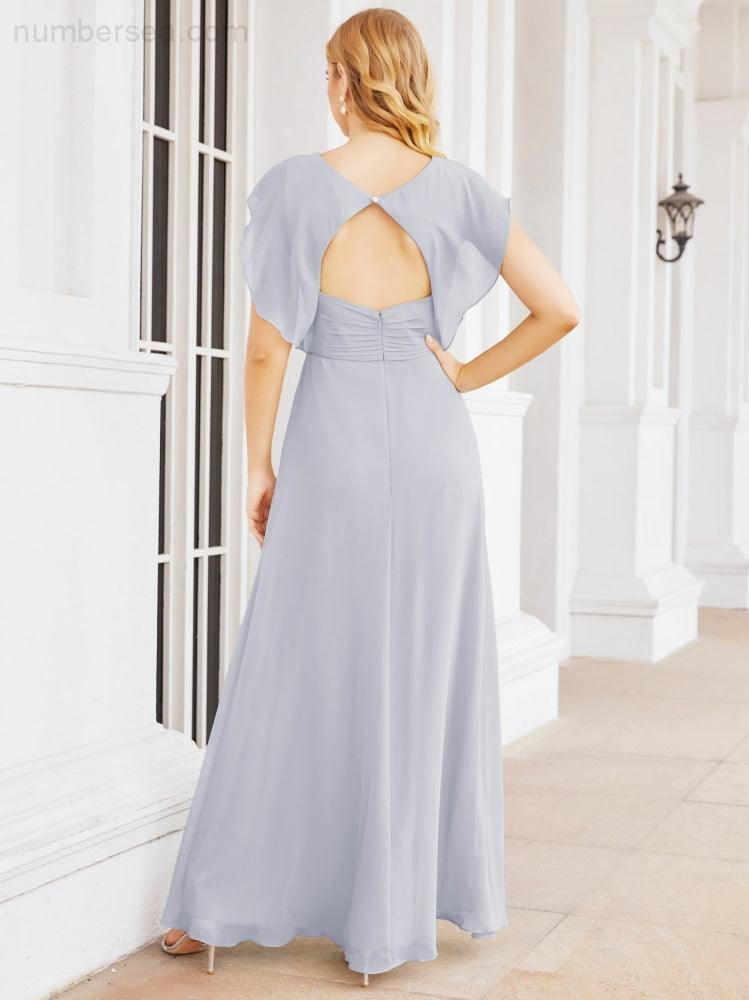 Numbersea Bridesmaid Dresses Cape Formal Prom Dress Open Back Gowns for Mother of The Bride 28058