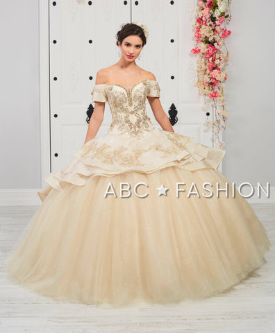 3-teiliges schulterfreies Quinceanera-Kleid von LA Glitter 24052