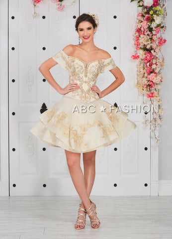3-teiliges schulterfreies Quinceanera-Kleid von LA Glitter 24052