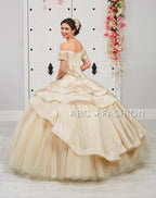 3-Piece Off Shoulder Quinceanera Dress by LA Glitter 24052
