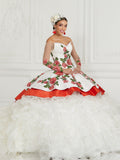 Vestido Charro Floral Quinceanera de 3 Peças da LA Glitter 24075