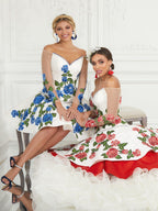 3-Piece Floral Charro Quinceanera Dress by LA Glitter 24075