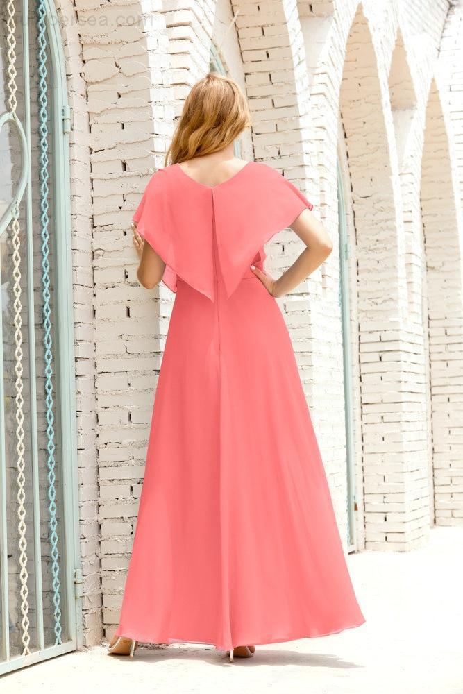 Numbersea  Mother of The Bride Dresses Plus Size V-Neck Floor Length Formal Prom Dress for Wedding Guest 28020