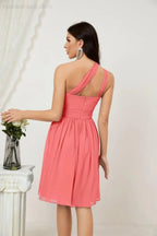 Vestido de dama de honor corto de chiffon de un hombro Numbersea para mujer Vestidos formales para fiesta y regreso a casa 2804