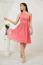Vestido de dama de honor corto de chiffon de un hombro Numbersea para mujer Vestidos formales para fiesta y regreso a casa 2804