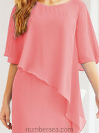 Vestido de festa formal comprido Numbersea com capa e folhos 28026 