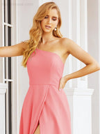 Vestidos de baile de cerimónia Numbersea para mulher com um ombro só e fenda lateral para madrinhas e madrinhas 28052 
