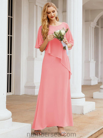 Numbersea Formal Party Gown Dress Long Mother of The Bride Dresses with Ruffle Cape 28026
