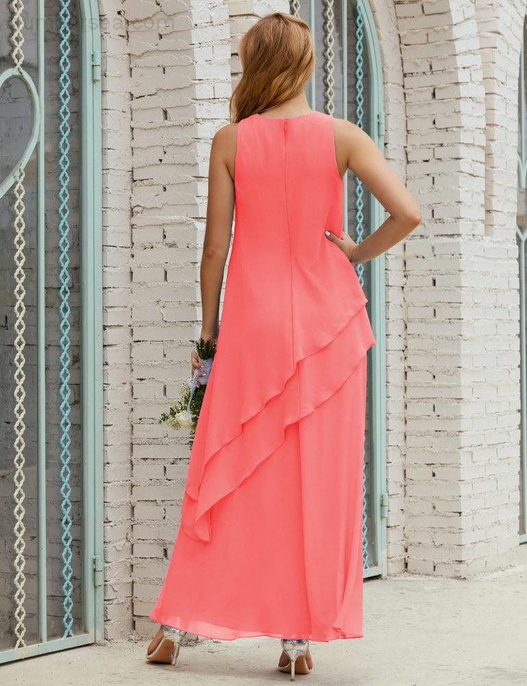 Vestidos longos de chiffon plus size para mãe da noiva, vestido formal de madrinha de casamento, 28019 