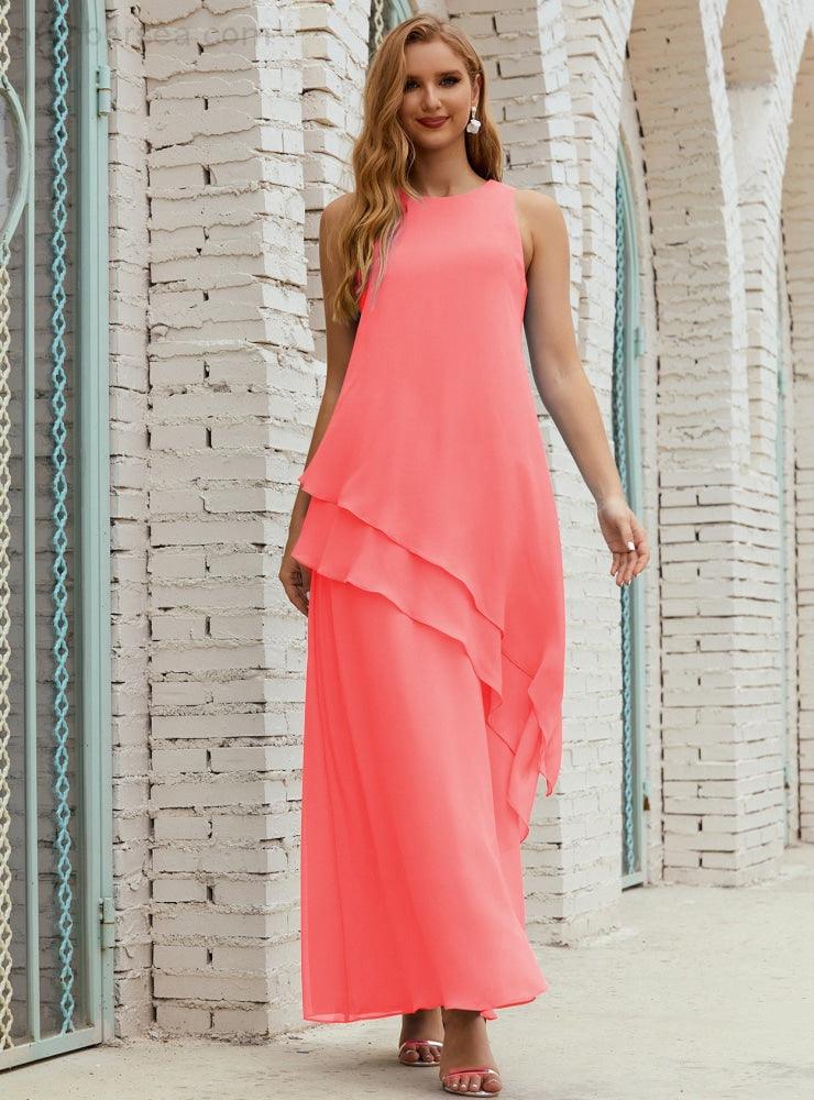 Vestidos longos de chiffon plus size para mãe da noiva, vestido formal de madrinha de casamento, 28019 