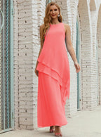 Vestidos longos de chiffon plus size para mãe da noiva, vestido formal de madrinha de casamento, 28019 