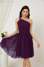 Vestido de dama de honor corto de chiffon de un hombro Numbersea para mujer Vestidos formales para fiesta y regreso a casa 2804