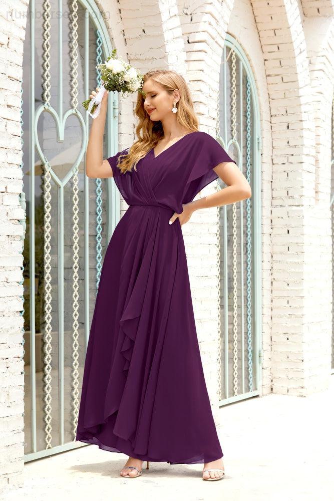 Numbersea  Mother of The Bride Dresses Plus Size V-Neck Floor Length Formal Prom Dress for Wedding Guest 28020