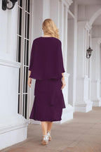 Vestido de festa formal para mãe da noiva, corte A, duas peças, Numbersea 28072 