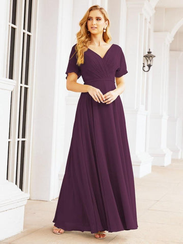 Numbersea Formal Prom Gowns for Mother of The Bride Short Sleeves Bridesmaid Dress 28049