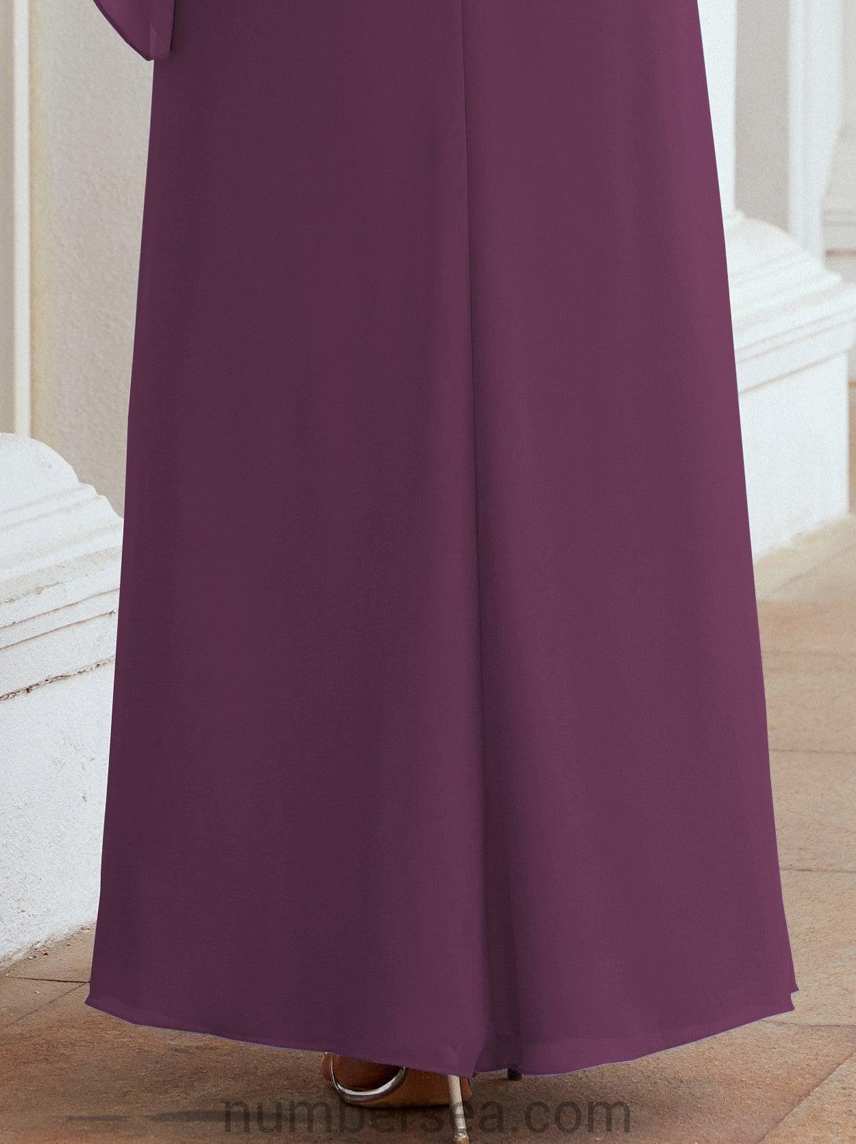 Vestido de festa formal comprido Numbersea com capa e folhos 28026 