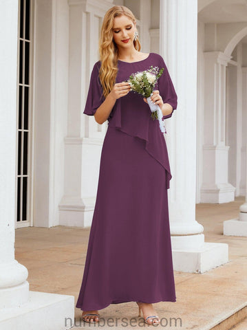 Numbersea Formal Party Gown Dress Long Mother of The Bride Dresses with Ruffle Cape 28026