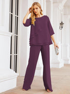 Vestido elegante de 2 peças para mãe da noiva Numbersea, tamanho grande, com folhos, camadas, roupão prateado 28064 