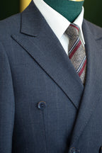 Charcoal Gold Pinstripe Wool Double-Breasted 3-Piece Wedding Suit | Tailored Groom & Groomsmen Attire