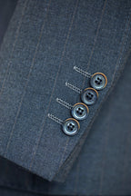 Charcoal Gold Pinstripe Wool Double-Breasted 3-Piece Wedding Suit | Tailored Groom & Groomsmen Attire